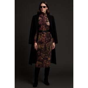 House Of Hackney Midnight Garden Long Sleeve Bodycon Midi Dress Mock Neck 12